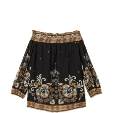 Блузка с открытыми плечами и принтом