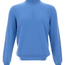 Свитер с воротником-стойкой и полузастежкой-молнией