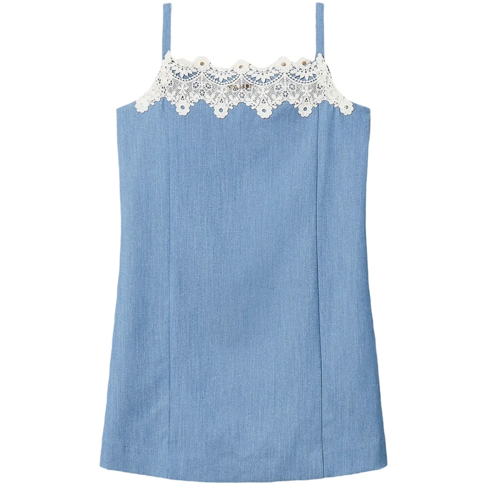 Платье без рукавов с кружевом