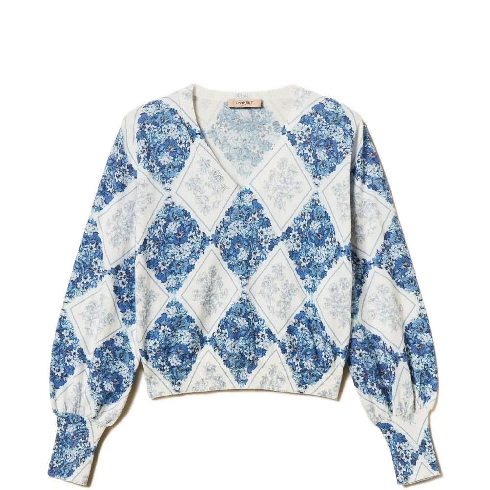 Топ с цветочным узором в виде ромбов Топ с цветочным узором в виде ромбов