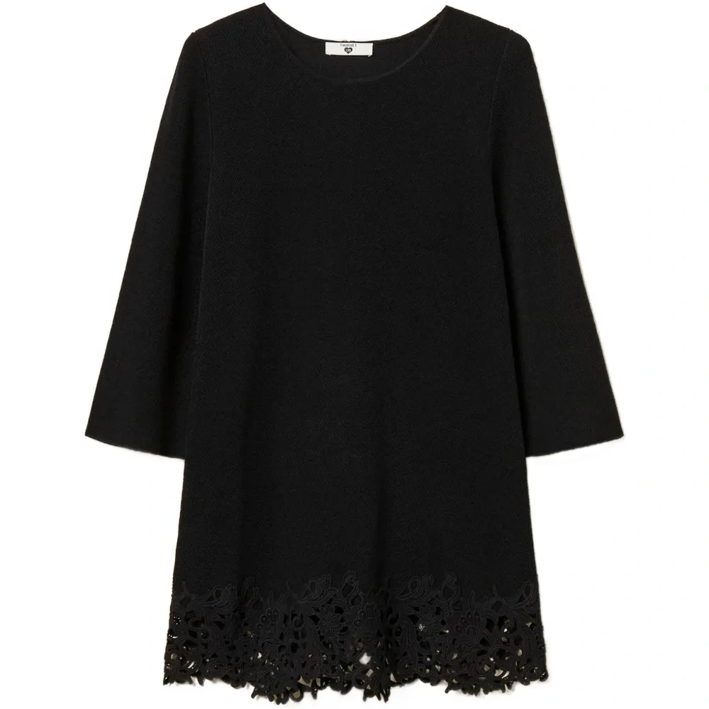 Туника с кружевным подолом и рукавами три четверти