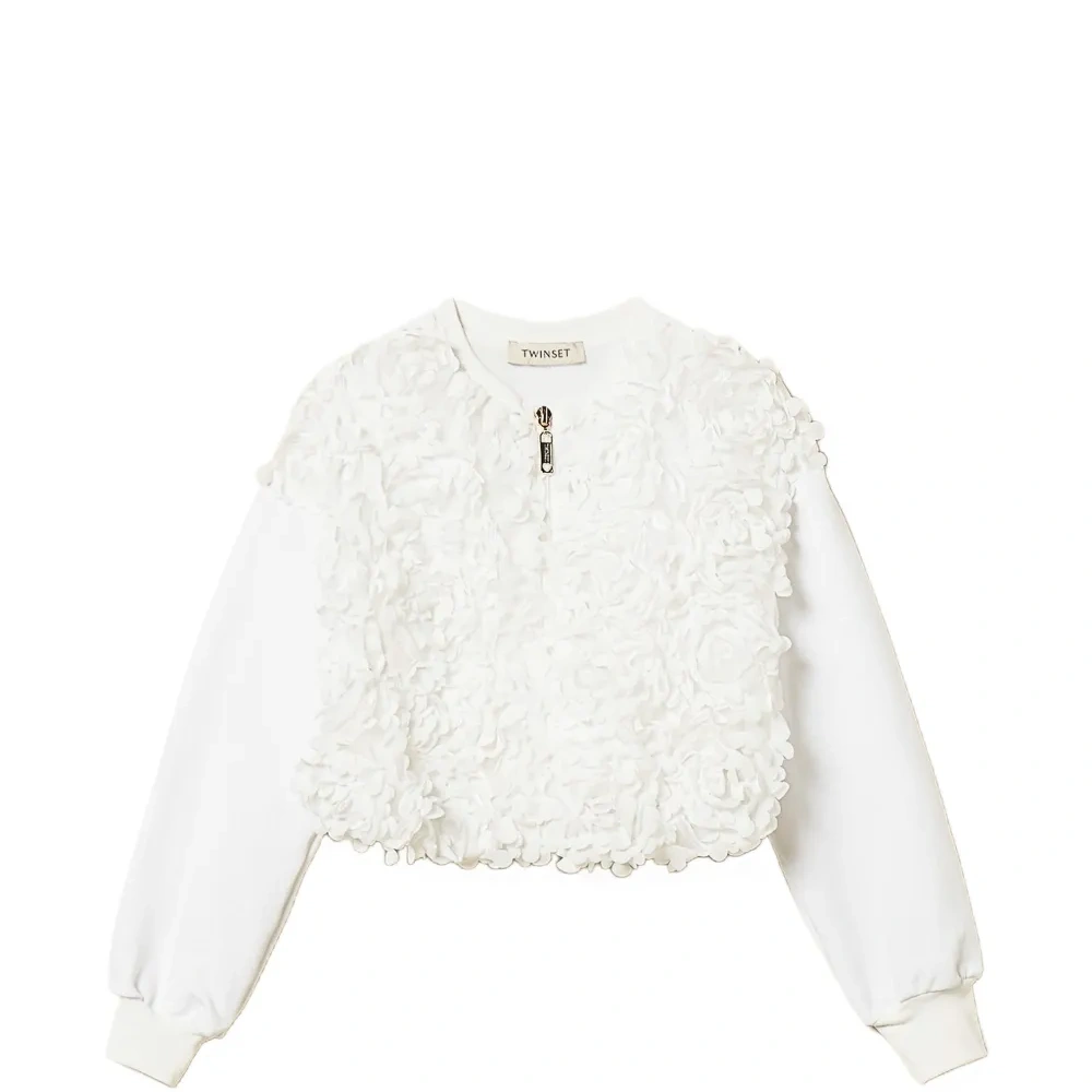 Толстовка на молнии с аппликацией в виде розы