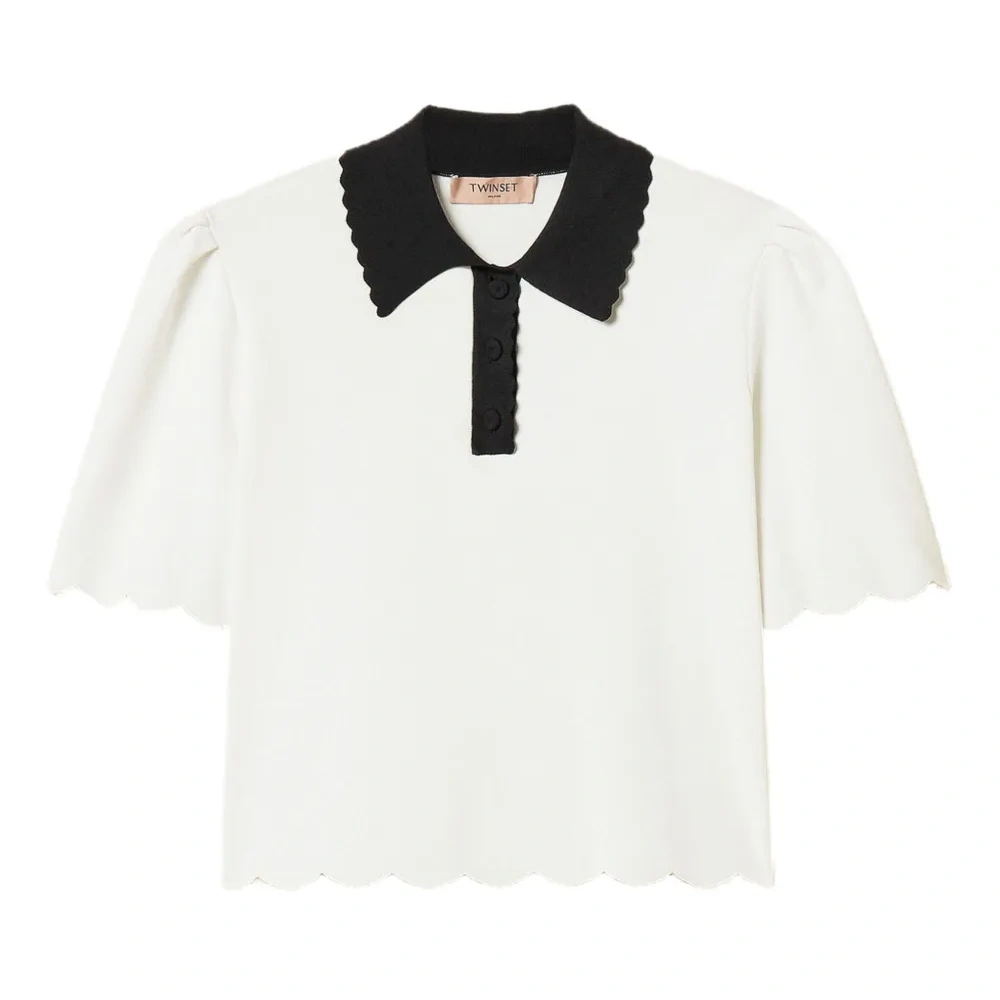 Трикотажная рубашка поло с фестонами Трикотажная рубашка поло с фестонами