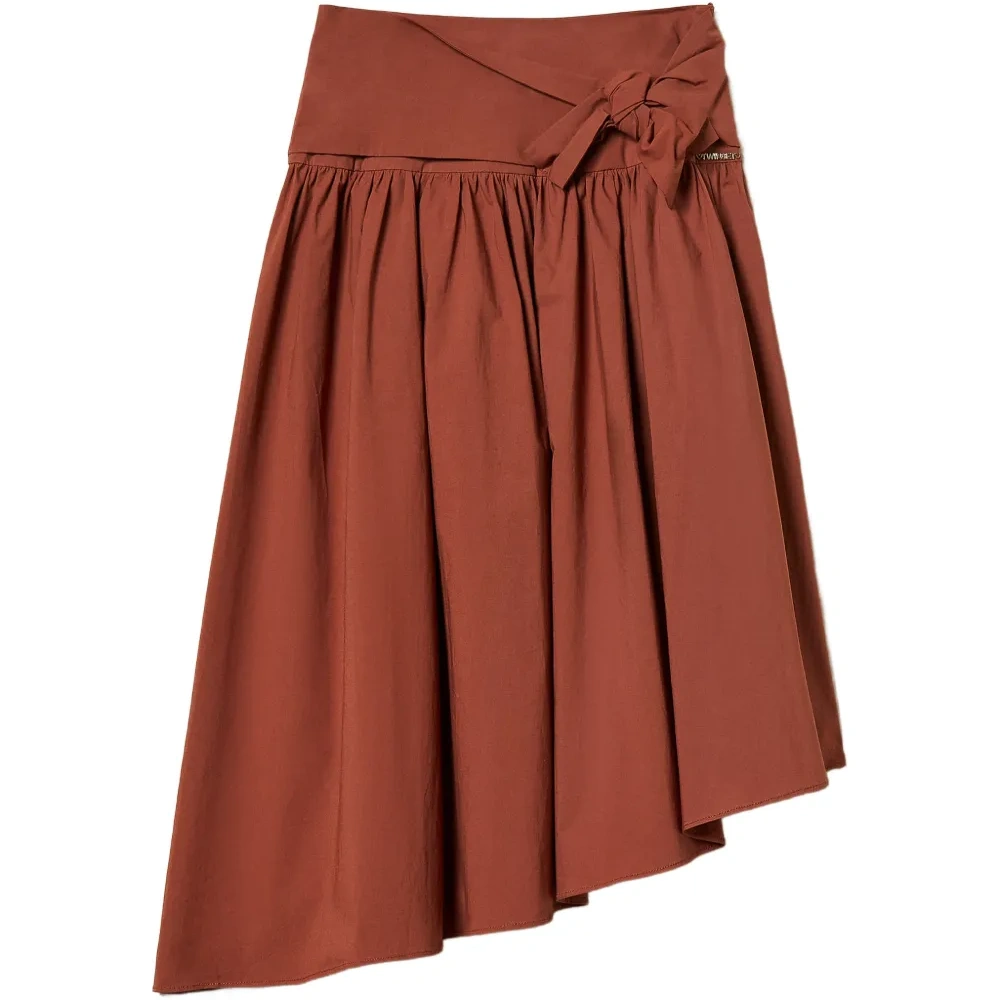 Асимметричная юбка из поплина