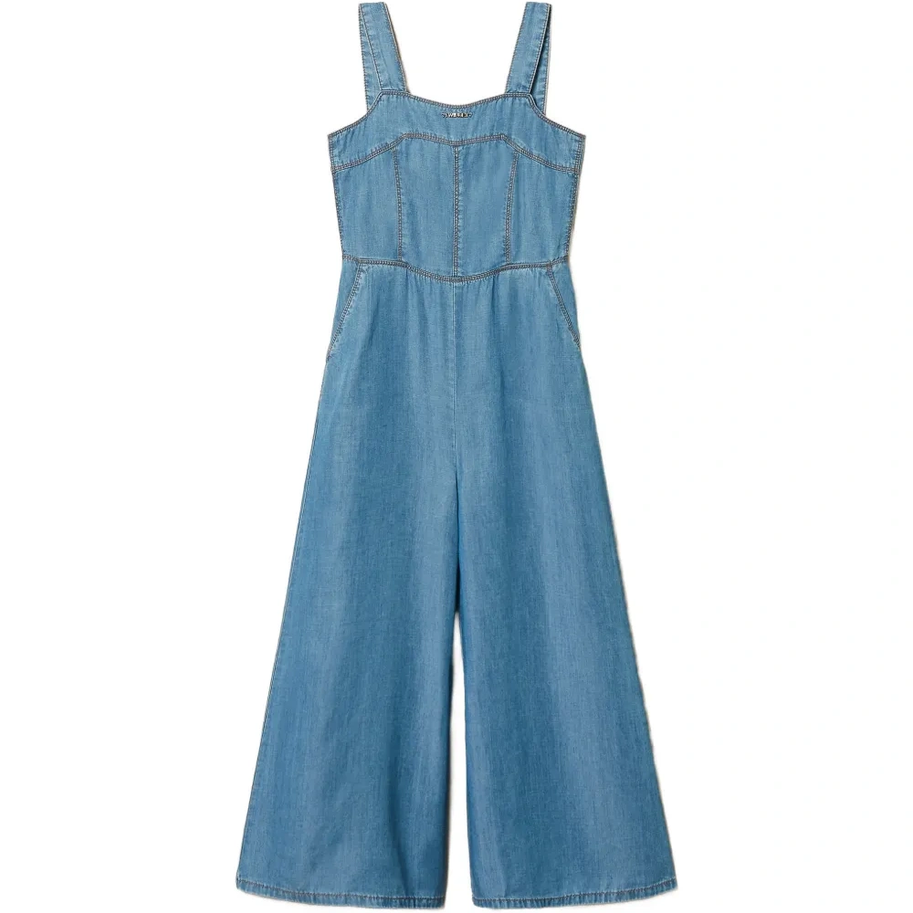 Комбинезон из шамбре с отделкой смокинг