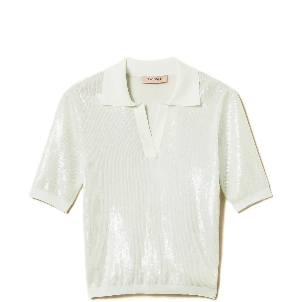 Топ с пайетками и воротником-стойкой Топ с пайетками и воротником-стойкой