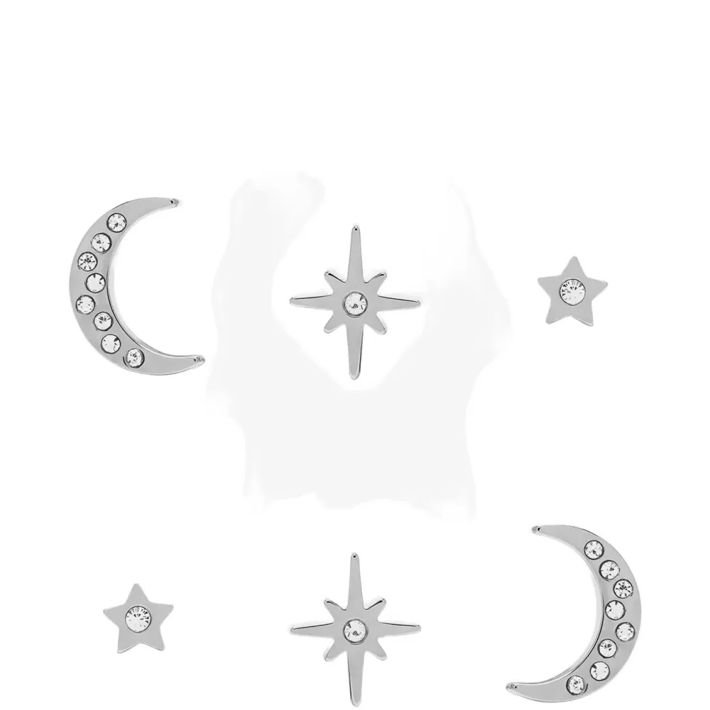 Набор серёжек-гвоздиков "Северная звезда и луна"