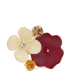 Яркое кольцо с цветком, украшенное стразами