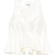 Топ-пеплум из жаккардового сатина