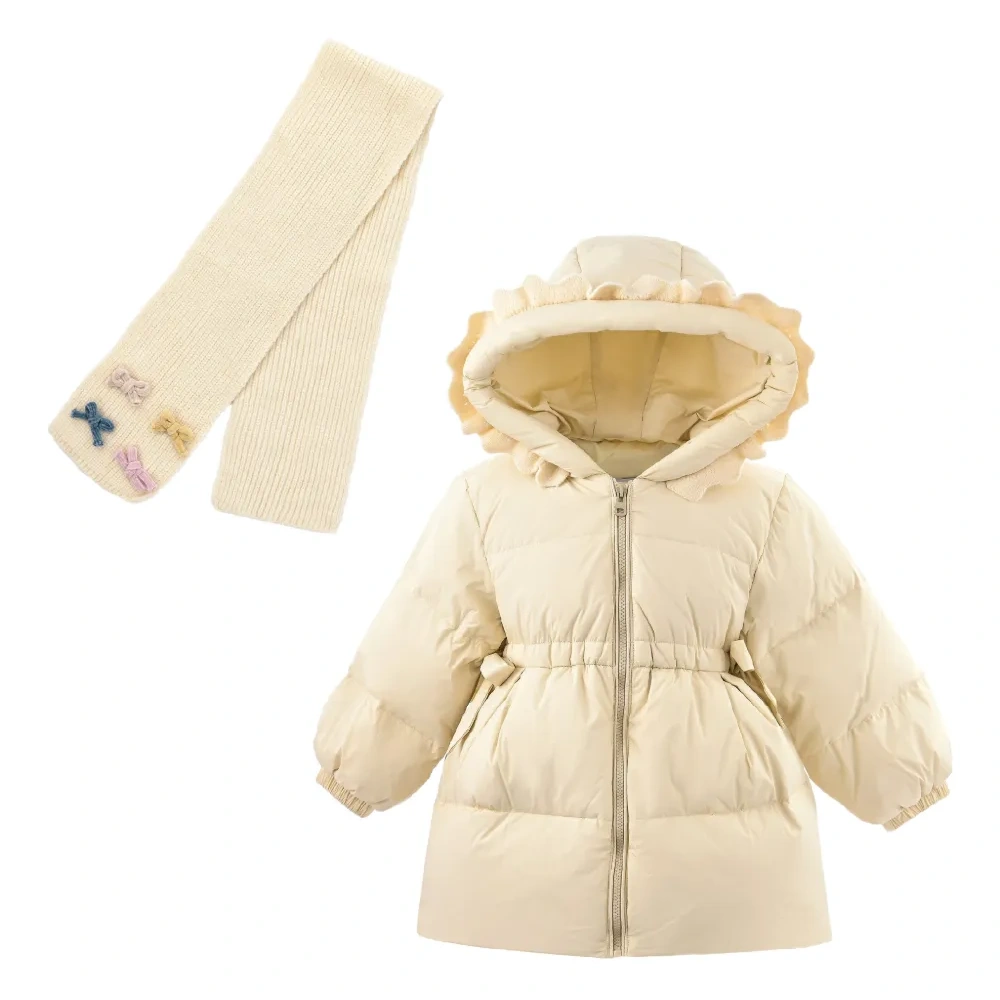 Комплект из двух предметов: пальто с оборчатым капюшоном