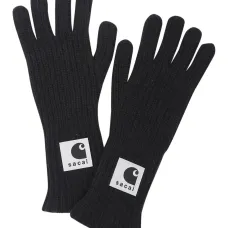 Вязаные перчатки с нашивкой-логотипом