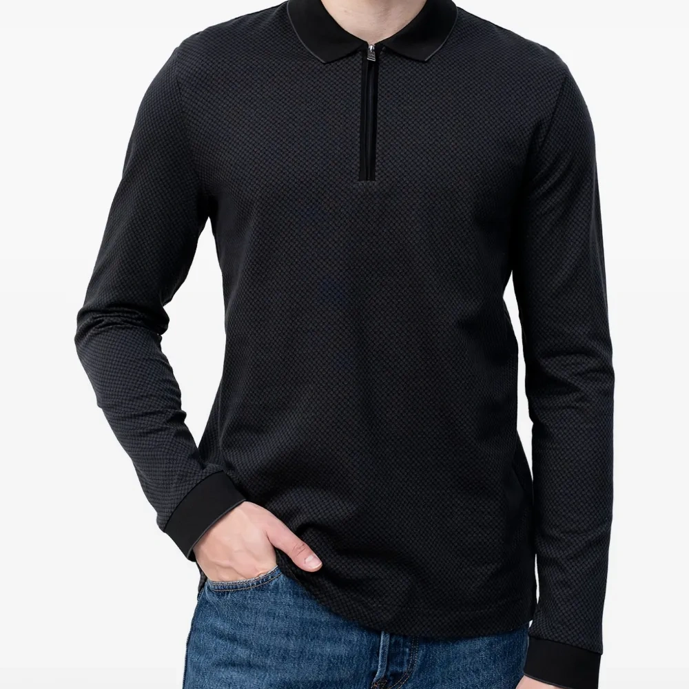 Поло с длинными рукавами и молнией