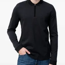 Поло с длинными рукавами и молнией
