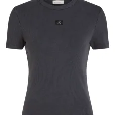 Футболка в рубчик с нашивкой-логотипом