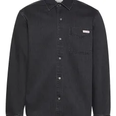 Джинсовая рубашка с карманом и длинными рукавами