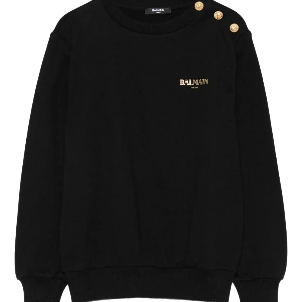 Свитшот с логотипом и пуговицами на плече