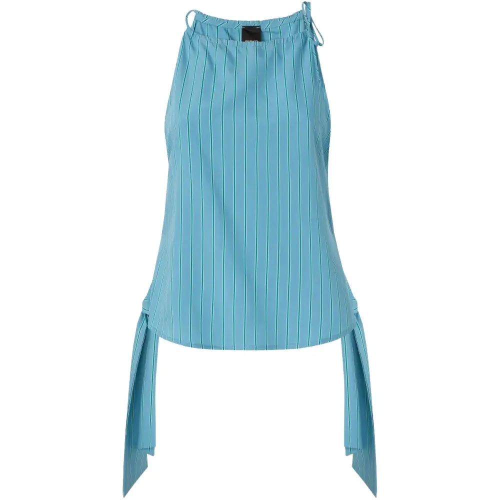 Топ в полоску на завязках вокруг шеи Топ в полоску на завязках вокруг шеи