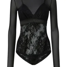 Боди с длинными рукавами и кружевными вставками Боди с длинными рукавами и кружевными вставками