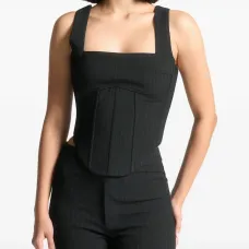 Корсетный топ в полоску с квадратным вырезом