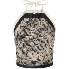 Блузка с анималистичным принтом и завязками Блузка с анималистичным принтом и завязками