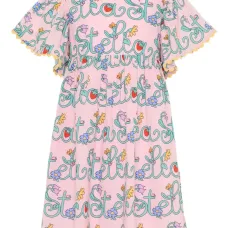 Платье с цветочными деталями и короткими рукавами