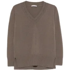Рифлёный свитер с V-образным вырезом