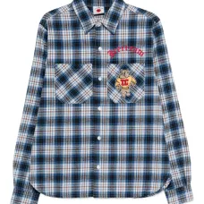 Рубашка в клетку с вышитым логотипом