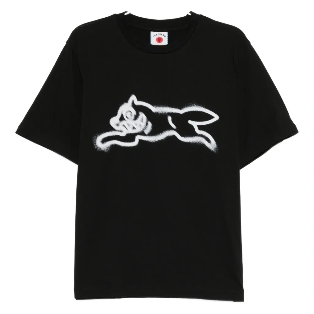 Футболка с изображением бегущей собаки в стиле граффити