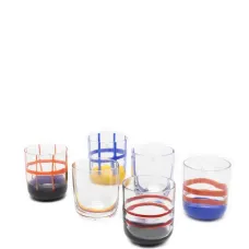 Ручные выдувные полосатые стаканы (набор из шести)