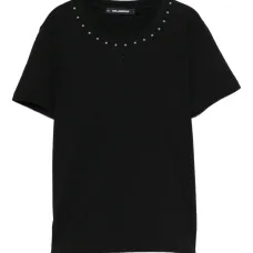 Футболка с круглым вырезом, украшенная заклёпками