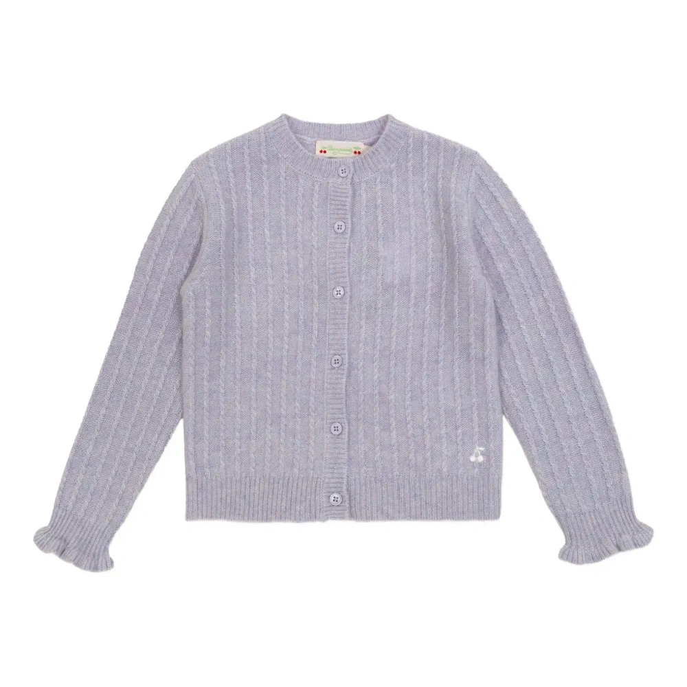 Кардиган с рюшами и вязаным узором косами