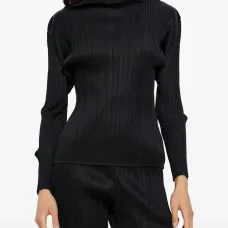 Плиссированный топ с длинными рукавами