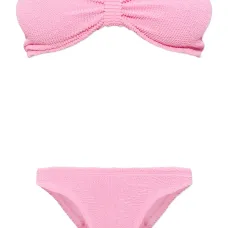 Джинсовое бикини с эффектом смятия и узлом