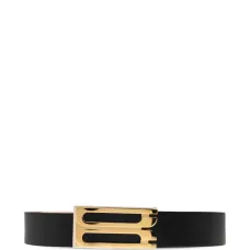 Кожаный ремень с пряжкой-логотипом