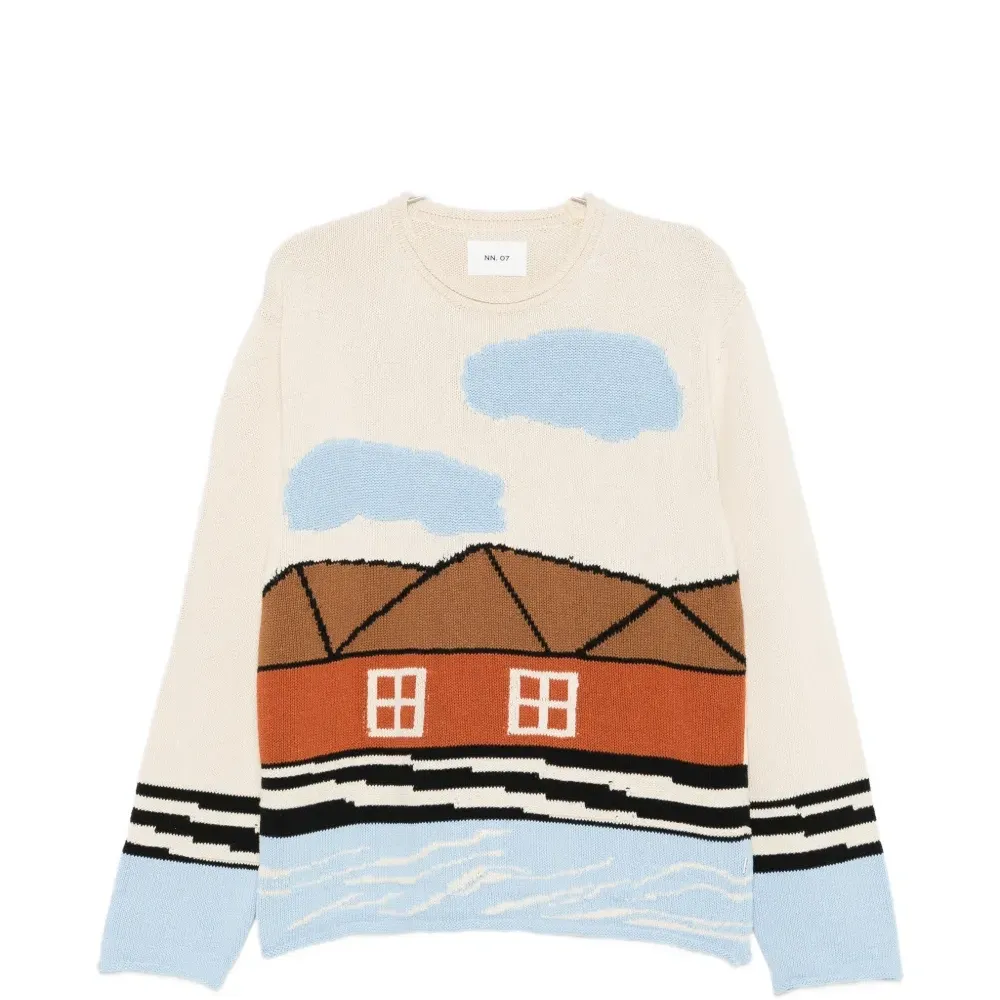 Джемпер с круглым вырезом и графическим принтом "дом" Mikkel