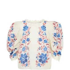 Блузка с цветочным принтом и пышными рукавами
