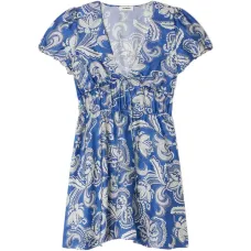 Платье с цветочным принтом и V-образным вырезом