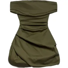 Драпированное мини-платье с открытыми плечами