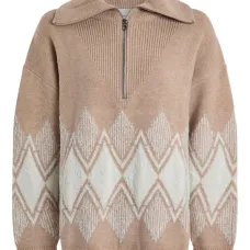 Джемпер Betty с жаккардовым узором и молнией до половины длины Джемпер Betty с жаккардовым узором и молнией до половины длины