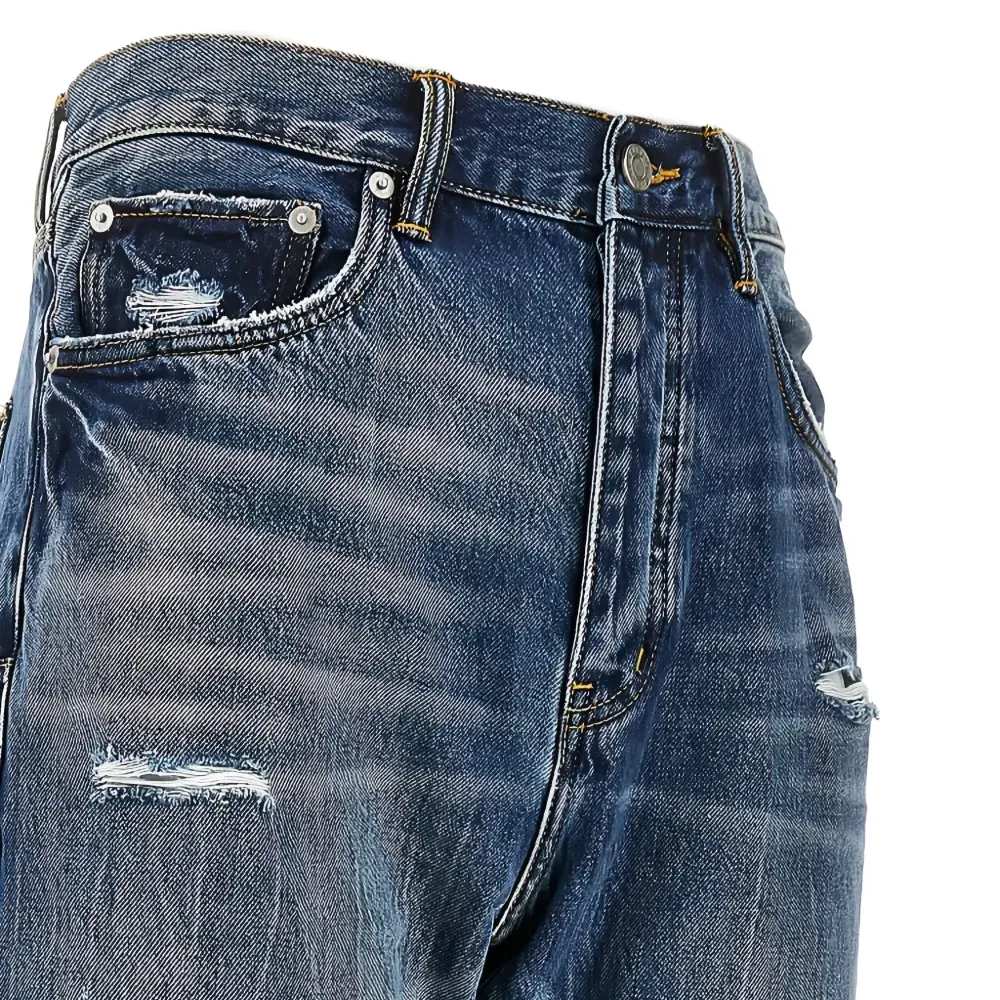 Джинсы P011 с эффектом потертостей