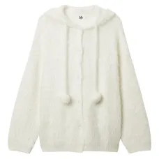 Кардиган с капюшоном и помпонами