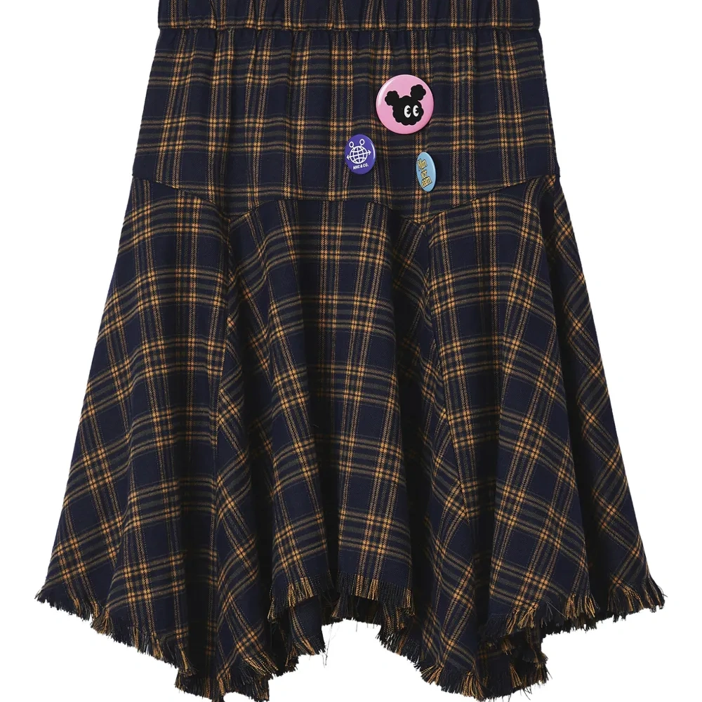 Мини-юбка в клетку с необработанным краем