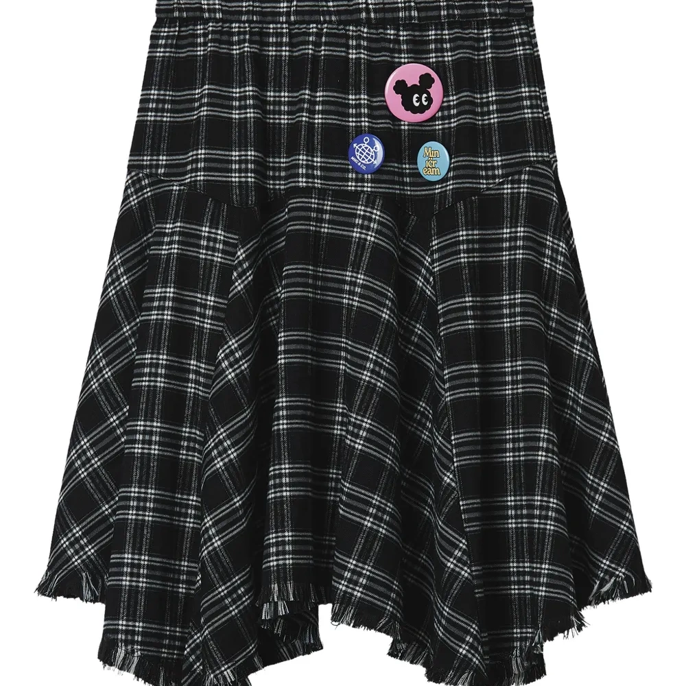 Мини-юбка в клетку с необработанным краем