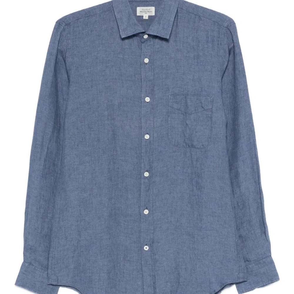 Льняная рубашка с карманом