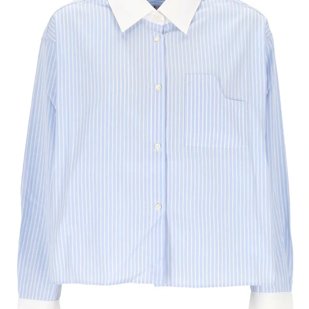 Топ в полоску с воротником