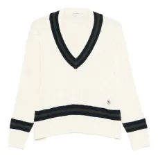 Трикотаж с V-образным вырезом в полоску