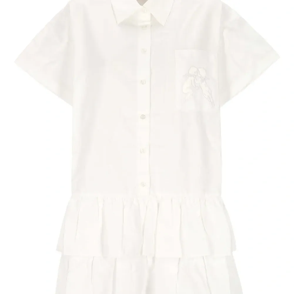 Платье-рубашка с оборками и деталями в виде ангелов