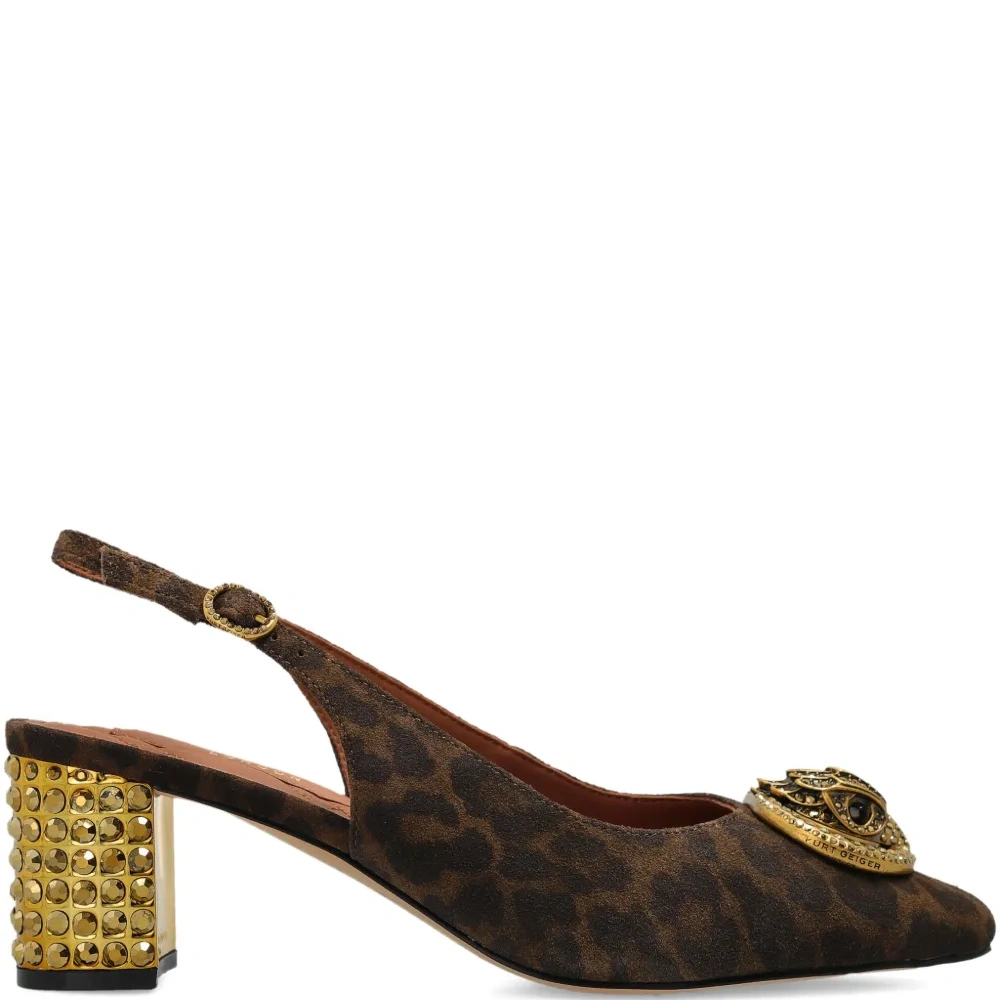 Туфли-лодочки на устойчивом каблуке с украшением