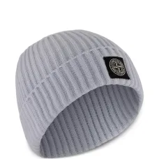 Шапка бини в рубчик с нашивкой-логотипом