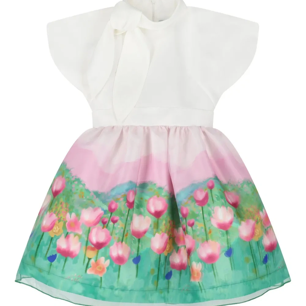 Платье с цветочным принтом и завязками